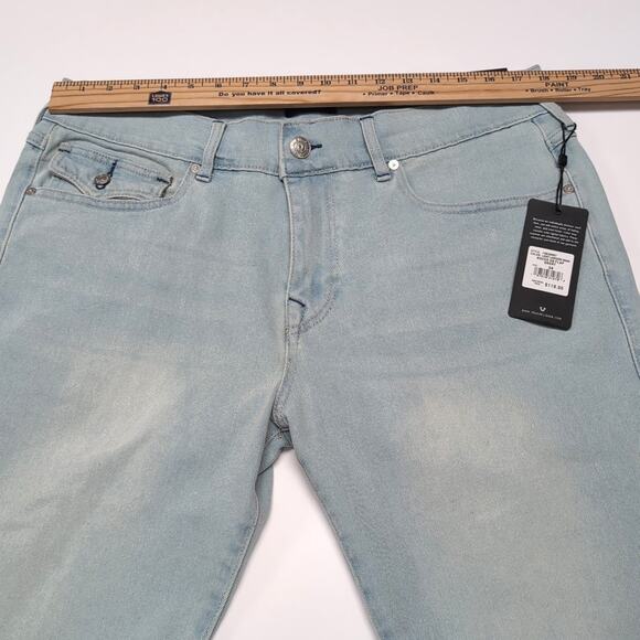 True Religion Rocco Denim Shorts Mens Size 34 Flap Light Wash Jean Jorts NEW NWT - Picture 13 of 16